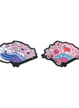 复古富士山樱花金属胸针饰品