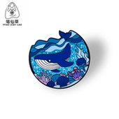 海洋鲸鱼珊瑚金属徽章胸针黑夜猫咪背影pin扣针小猫胸章衣服饰品