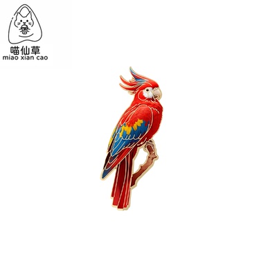 彩色金刚鹦鹉小鸟合金徽章胸针