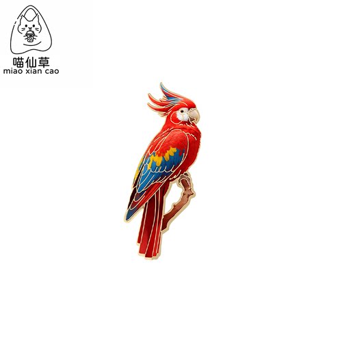 彩色金刚鹦鹉小鸟合金徽章胸针