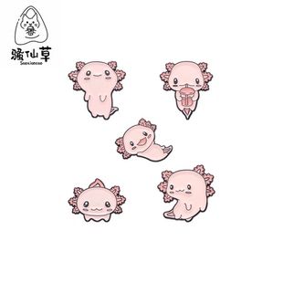 饰品 可爱卡通粉色娃娃鱼金属烤漆徽章胸针蝾螈胸章女生衣服包包装