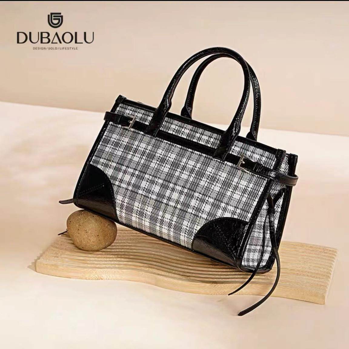 都宝路时尚气质洋气氛围感百搭英伦格子单肩斜挎手提小方包