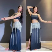 奥钻肚皮舞流苏亮闪网钻腰链臀巾初学者沐熙佳星辰款