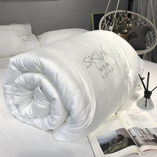 玻尿酸美容抗菌春秋被子轻奢烫钻白色被芯双人空调被全棉夏季 新款