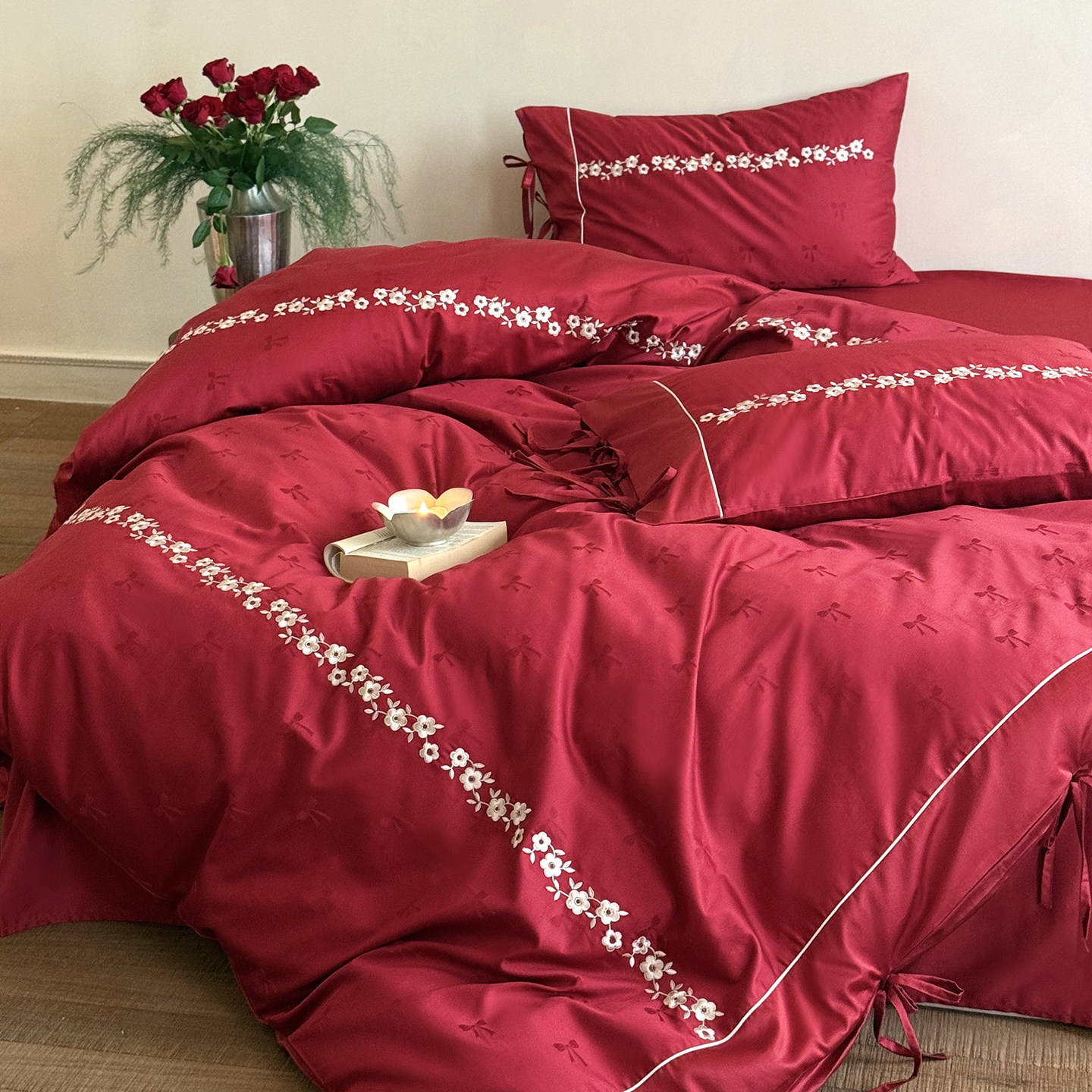 高端上档次浪漫婚庆中式大红色结婚四件套纯棉全棉长绒棉陪嫁床品,床上用品,婚庆床品套件,淘宝优惠券,粉丝福利购,淘宝优惠卷