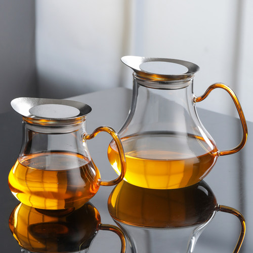 钛盖玻璃绿茶壶耐高温加厚茶漏一体过滤茶水分离煮茶壶小泡茶壶