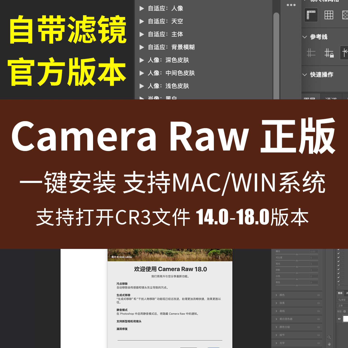 Camera Raw14.0/14.5/18.0新增效工具raw图ACR正版PS转档ARW/CR3