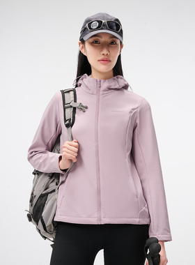 探路者软壳衣男女24秋冬防风弹力保暖徒步外套TAEECM92364/91363