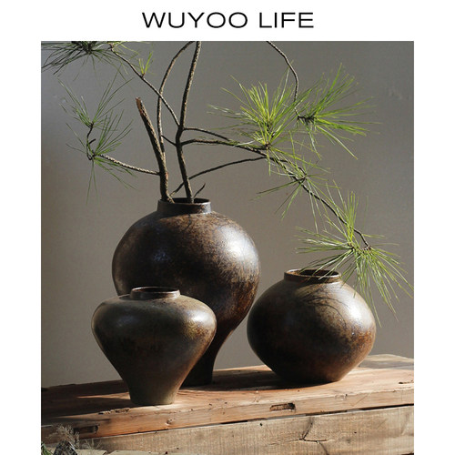 新中式禅意创意陶罐花瓶