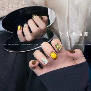 小颖美甲-夕阳金猫眼胶2025年新款灯带宽猫眼甲油胶（不送磁铁）