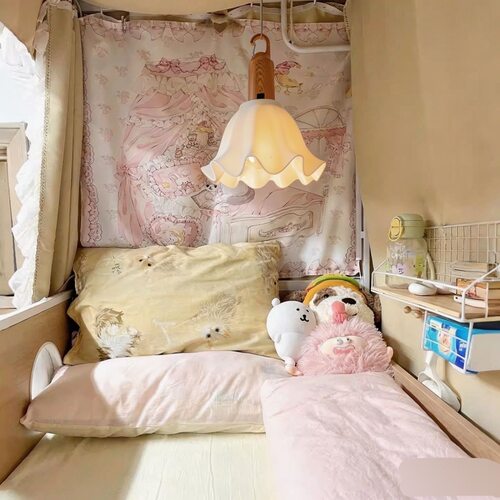 风铃feeling法式奶油风床头吊灯儿童房女孩宿舍网红灯充电带遥控