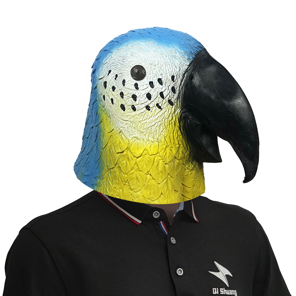 搞笑鹦鹉可爱动物头套化妆舞会跨境直播面具万圣节日派对表演道具