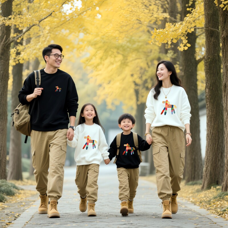 亲子装秋冬装卫衣一家三口四口全家装母女母子套头长袖2026新款潮