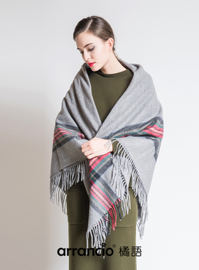 橘语新款纯羊毛披肩时尚经典英伦风斗篷推荐新品精品实拍爆款包邮