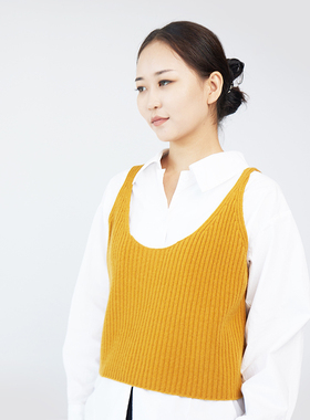 橘语2025秋冬新款纯羊绒女背心宽松慵懒风针织装饰打底背心