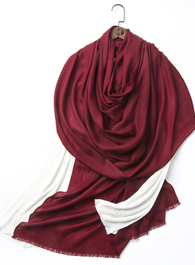 橘语新款澳大利亚纯羊毛空调提花围巾欧美多功能大披肩春秋冬季女