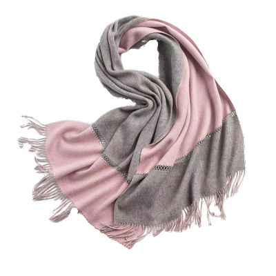 橘语羊毛双面手工拼接披肩围巾气质显白高级配色保暖春秋冬季厚