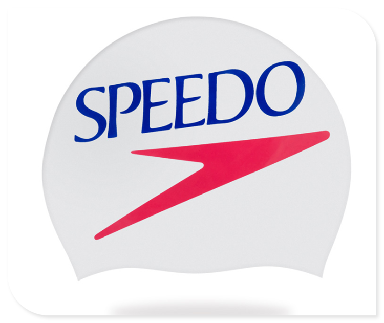 speedo速比涛经典复古大logo专业硅胶无缝游泳帽防水贴合白色男女