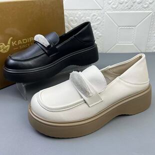 通勤厚底防护一脚蹬乐福单鞋 撤柜新款 女鞋 意大利进口处理真皮时尚