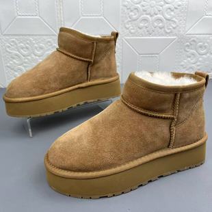 奥莱撤柜处理时尚休闲牛皮羊毛雪地靴高品质新款保暖厚底防滑女靴