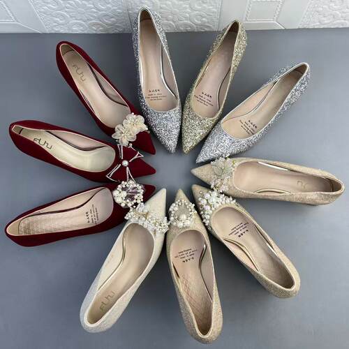 撤柜鞋垫羊皮时装浅口女单鞋婚鞋