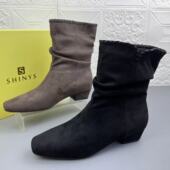 方头耐磨韩版 奥莱撤柜处理时尚 高品质新款 瘦瘦靴女鞋 短靴 方跟时装