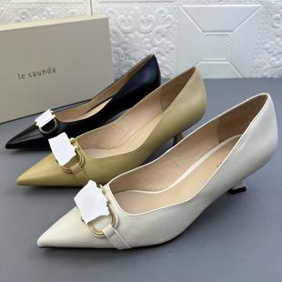 莱尔斯*正品处理细跟尖头时装羊皮女鞋高品质真皮新款通勤单鞋清