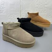 新款 牛皮羊毛时尚 雪地靴撤柜冬季 保暖厚底防滑女靴短靴