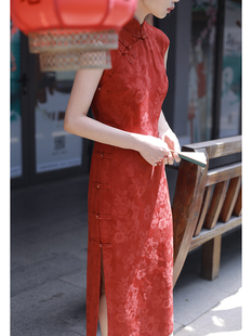 枕梦村庄 红妆 中式民国复古传统古法一片式无省旗袍结婚敬酒服