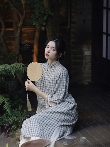 枕梦村庄复古改良旗袍盘扣