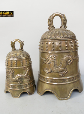 铜钟铜双龙钟铜铃铛 钟寺庙挂件风水铜器定做
