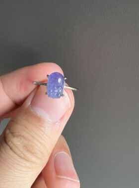 天然坦桑石貔貅纯银戒指 S925银活口可调 Y272