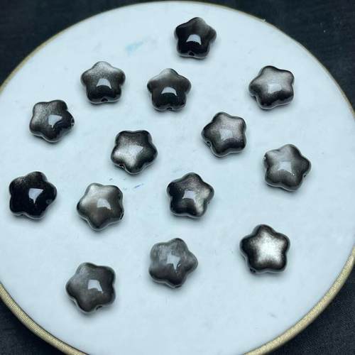 星星银曜石天然手串项链通孔配件