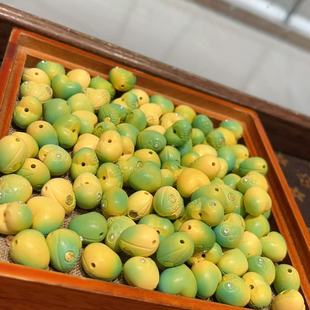 菜籽绿菱镁矿爱心镶钻通孔配件 DIY文玩佛珠手串项链 TY2611