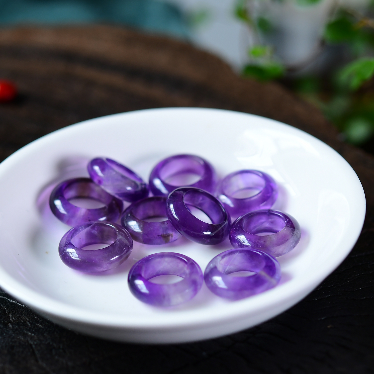 天然紫水晶跑环 圆环 DIY佛珠手串项链 内径11-13mm随机发 ZW222