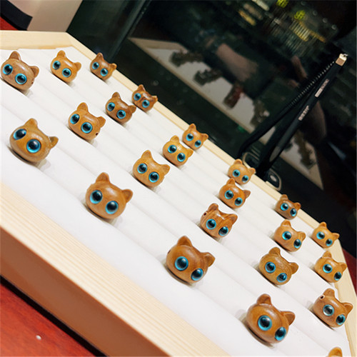 绿檀通孔猫咪配件DIY手链