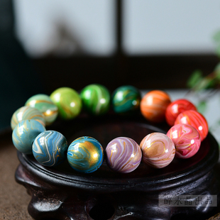 飘漆大漆珠手串 大小号齐全 非遗 中国风 彩虹渐变多宝色 TY919