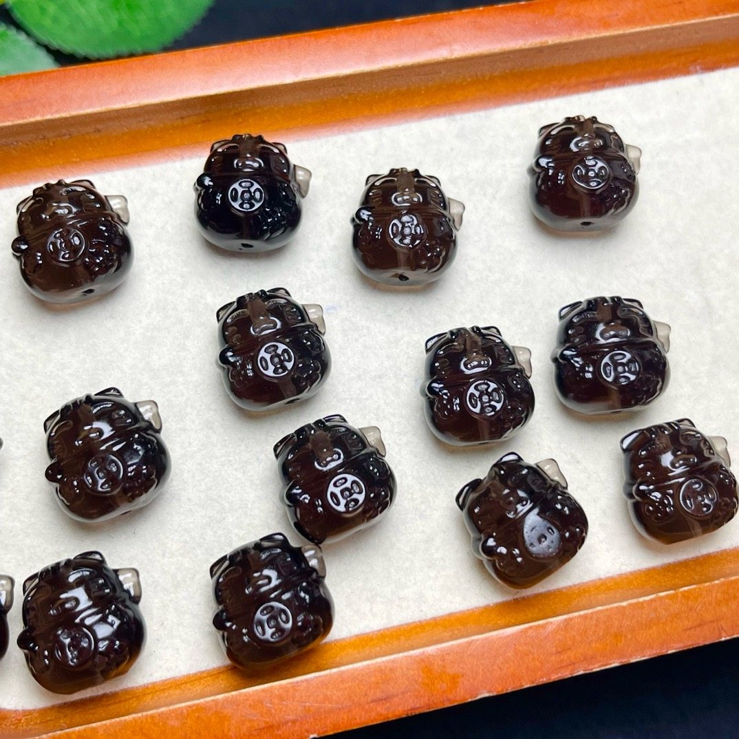 天然冰种黑曜石招财猫通孔 规格17mm diy手串项链 ZW956,饰品/流行首饰/时尚饰品新,黑曜石,淘宝优惠券,粉丝福利购,淘宝优惠卷