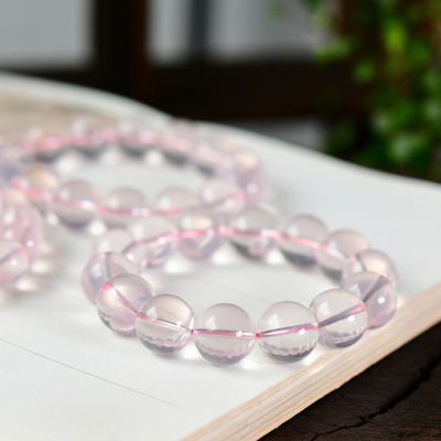 天然星光粉晶手链 莫桑比克产 晶体干净 过灯有强星光效果  XL409