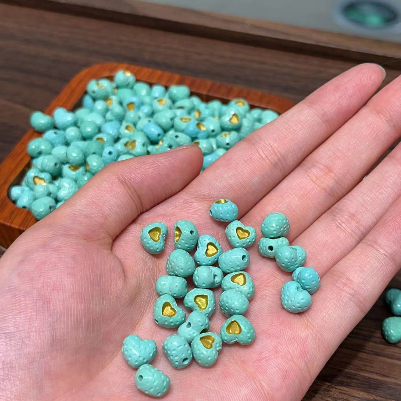 菱镁矿陨石爱心散珠 DIY文玩佛珠手串项链 TY2336