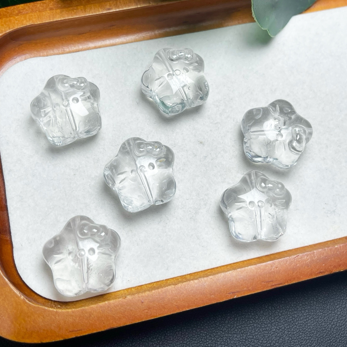 天然白水晶星星笑脸上下孔 21mm diy配件手工手链串珠项链 ZW826