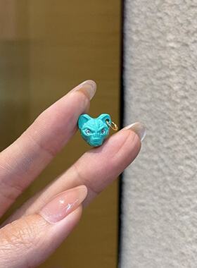 菱镁矿镶嵌法老猫通孔配件 DIY文玩佛珠手串项链 DM706