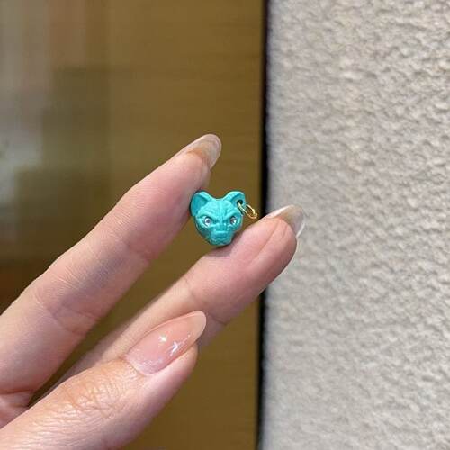 菱镁矿镶嵌法老猫通孔配件 DIY文玩佛珠手串项链 DM706