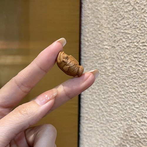 老桃木年年有鱼 diy佛珠配饰隔珠配件手工编织手绳项链文玩 DM278