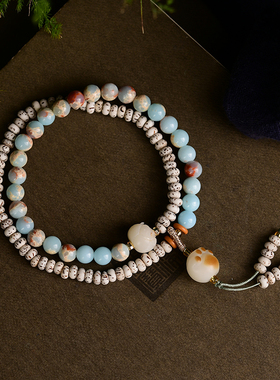 星月菩提手链小众创意设计碳烤猫爪莲花菩提双圈手串饰品 DS113