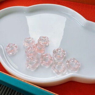 LH666 diy手串项链 天然粉晶海棠花跑环 内径约7mm