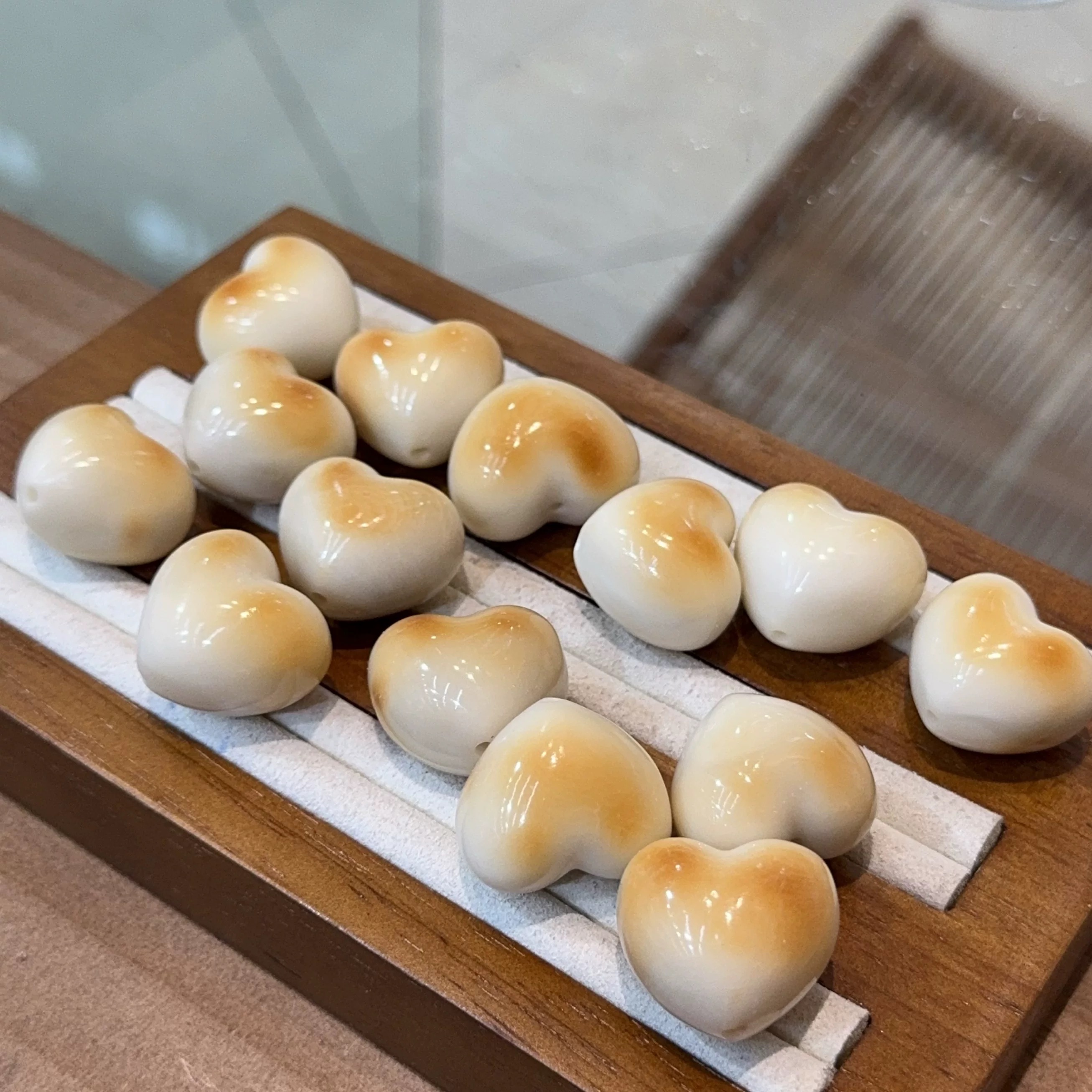 炭烤天然象牙果屁桃diy配件手工串珠编织项链文玩佛珠饰品 DM848