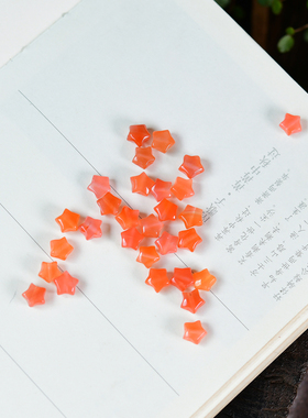 天然樱桃红南红玛瑙小五角星星通孔配件 约8mm DIY手串项链 ZW276