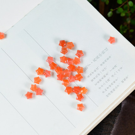 天然樱桃红南红玛瑙小五角星星通孔配件 约8mm DIY手串项链 ZW276