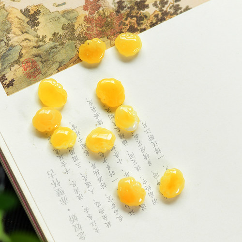 天然蜜蜡如意锁吊坠 11-13mm diy手串项链配件 LH628